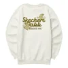 Letter Printed Crew Sweater “White Gold”