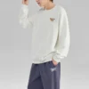 Letter Printed Crew Sweater “White Gold”