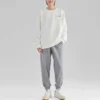 Letter Printed Crew Sweater “White Gold”