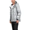Letter Printed Hooded Down Jacket “Silver Black”