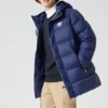 Letter Printed Mid Down Jacket “Black Blue”