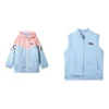 Letter Printed Zip Hooded Sports Suit “Blue Pink”