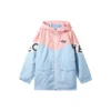 Letter Printed Zip Hooded Sports Suit “Blue Pink”