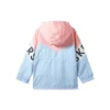 Letter Printed Zip Hooded Sports Suit “Blue Pink”