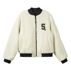 Logo Print Pattern Zip Reversible Jacket “White Black”