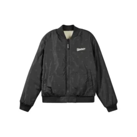 Logo Print Pattern Zip Reversible Jacket “White Black”