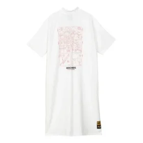 Logo Printed Half-Zip Casual Dress “White Pink Black”
