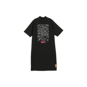 Logo Printed Half-Zip Casual Dress “White Pink Black”