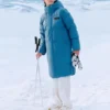 Logo Printed Long Down jacket “Teal”