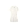 Logo Printed Waist-Defining Short Sleeve Dress “White Black Blue”