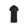 Logo Printed Waist-Defining Short Sleeve Dress “White Black Blue”