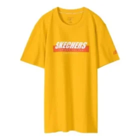 Men”s Skechers Sports Alphabet Printing Short Sleeve Gold Color