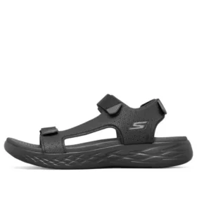 On The Go 600 Velcro Outdoor Open Toe Flat Heel Sports Full Black Sandals