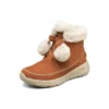 On-The-Go Joy Pompom Snow Boots “Brown White”