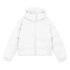 Short Warm Hooded Long Sleeve Down Jacket “White Red”