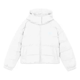 Short Warm Hooded Long Sleeve Down Jacket “White Red”