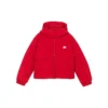 Short Warm Hooded Long Sleeve Down Jacket “White Red”