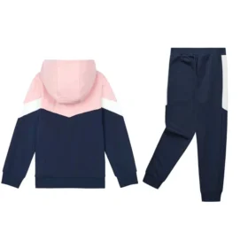 SKX Hooded Sweater Elastic Cuff Knit Sports Suit “Navy Pink White”