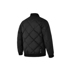 Solid Color Collar Woven Down Jacket “Black”