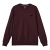 Solid Color Loose Crew Knitted Sweatshirt “Burgundy Black”