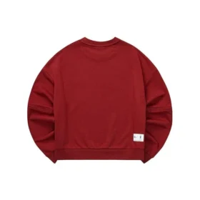 Solid Color Loose Round Neck Pullover Sweatshirt “Burgundy”