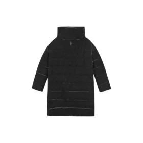Solid Color Stand-up Collar Zip-up Quilted Jacket “Black”