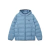 Solid Logo Printed Short Hooded Down Jacket “Blue Teal Green”