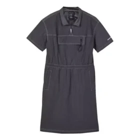 Sport Casual Solid Color Pullover Collar Short Sleeve Dress “Black”