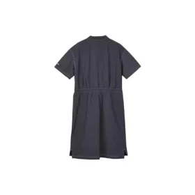Sport Casual Solid Color Pullover Collar Short Sleeve Dress “Black”