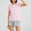 Sports Round Neck Casual Short Sleeve Pink