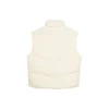 Stand-up Collar Woven Hooded Down Vest “Black Blue White”