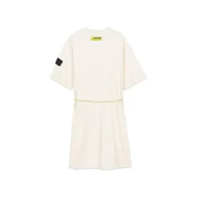 Stroll Series Logo Graphic Drawstring Waist Short Sleeve Dress “White Green”