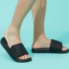 Velcro Flat Heel Sports Slippers Black