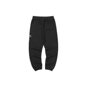 Waist Fleece Tapered Sports Pants “Black Grey”