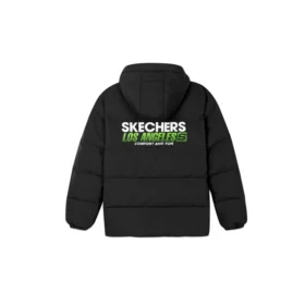 Woven Hooded Casual Sports Down Jacket “Black White Green”
