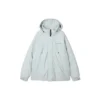 Zip-up Solid Color Hooded Down Jacket “Black Grey White”