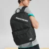 Zipper Closure Large Capacity Fabric Backpack “Black White”